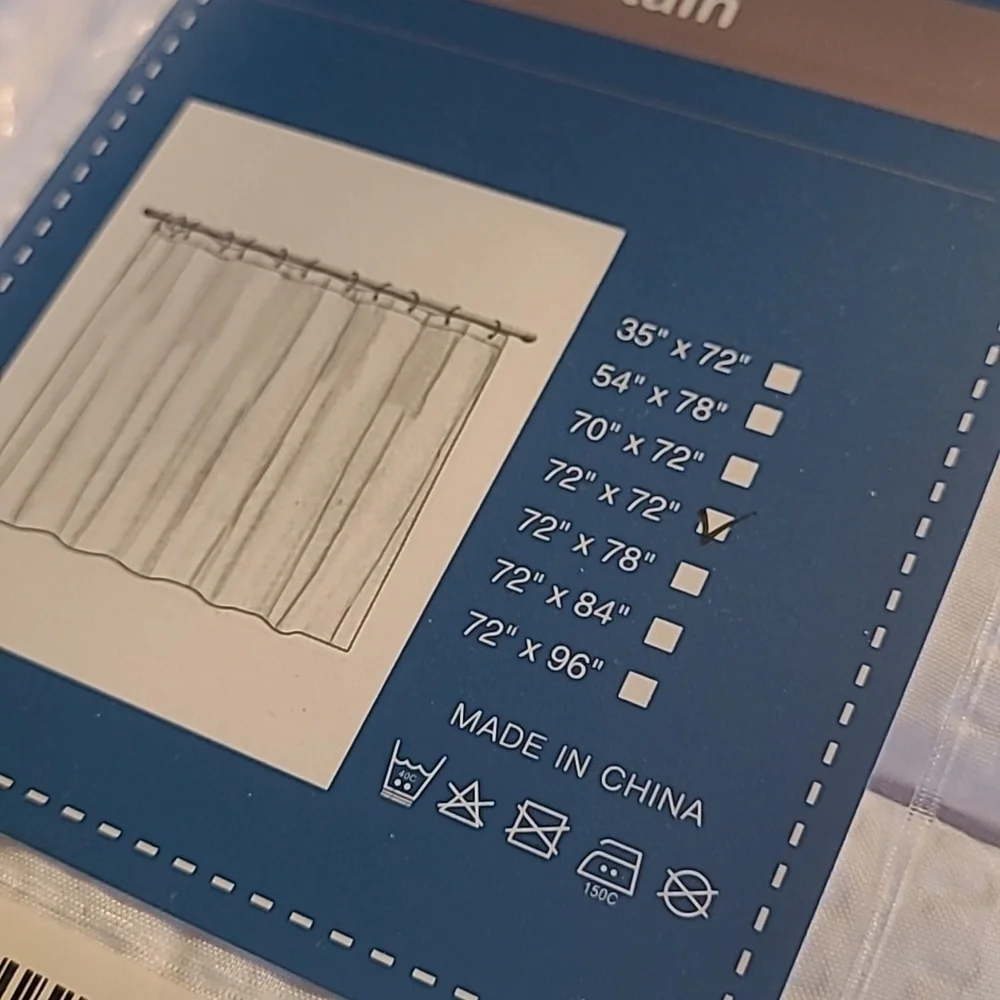 New with tags! Elegant Microfiber White Shower Curtain 72 x 72